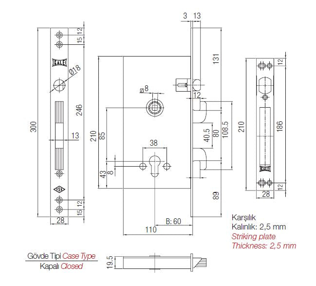 Kale Kilit 262R Claw Sash Lock