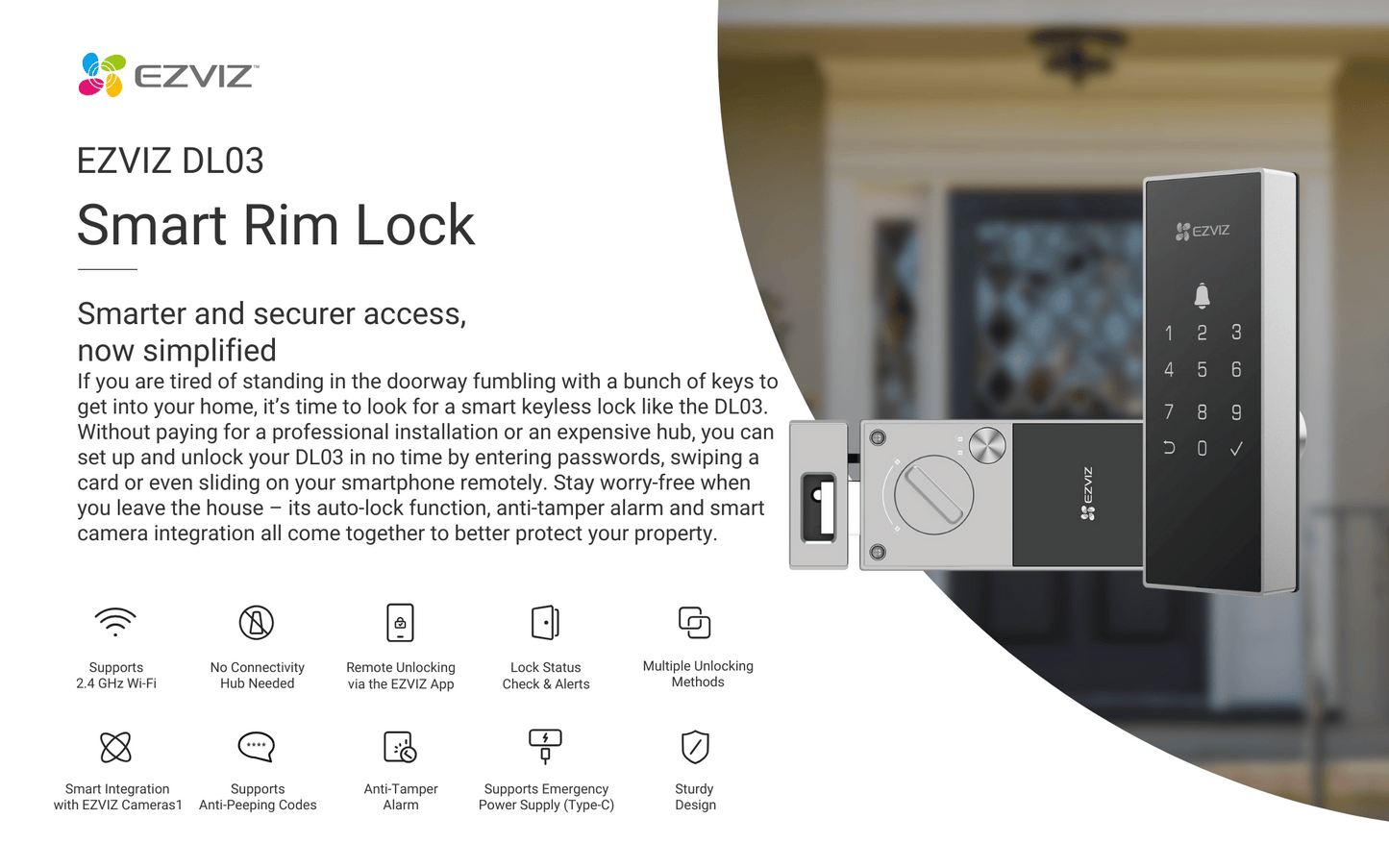 Ezviz DL03 Smart Rim Lock
