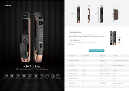 Kaadas K20 Pro Max Face ID Push Pull Lock