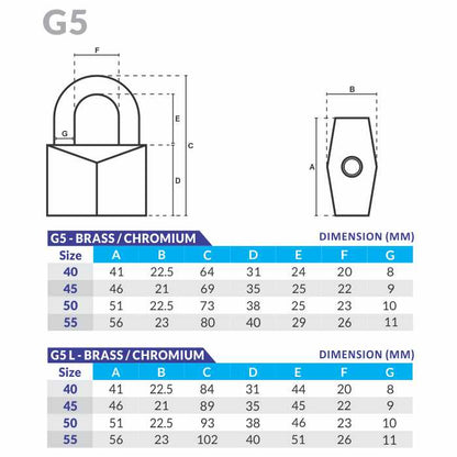 Solex G5 40mm & 50mm High-Security Padlock