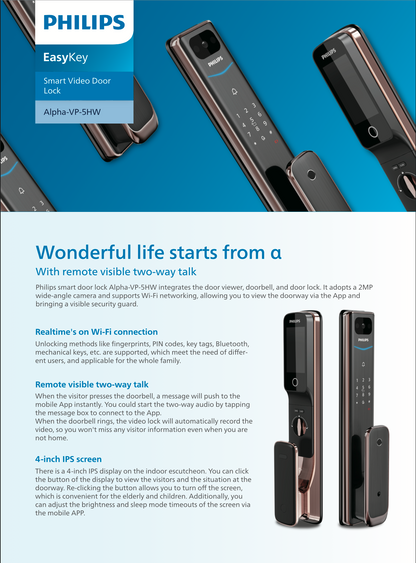 Philips Alpha-VP-5HWS Video Lock (Copper)