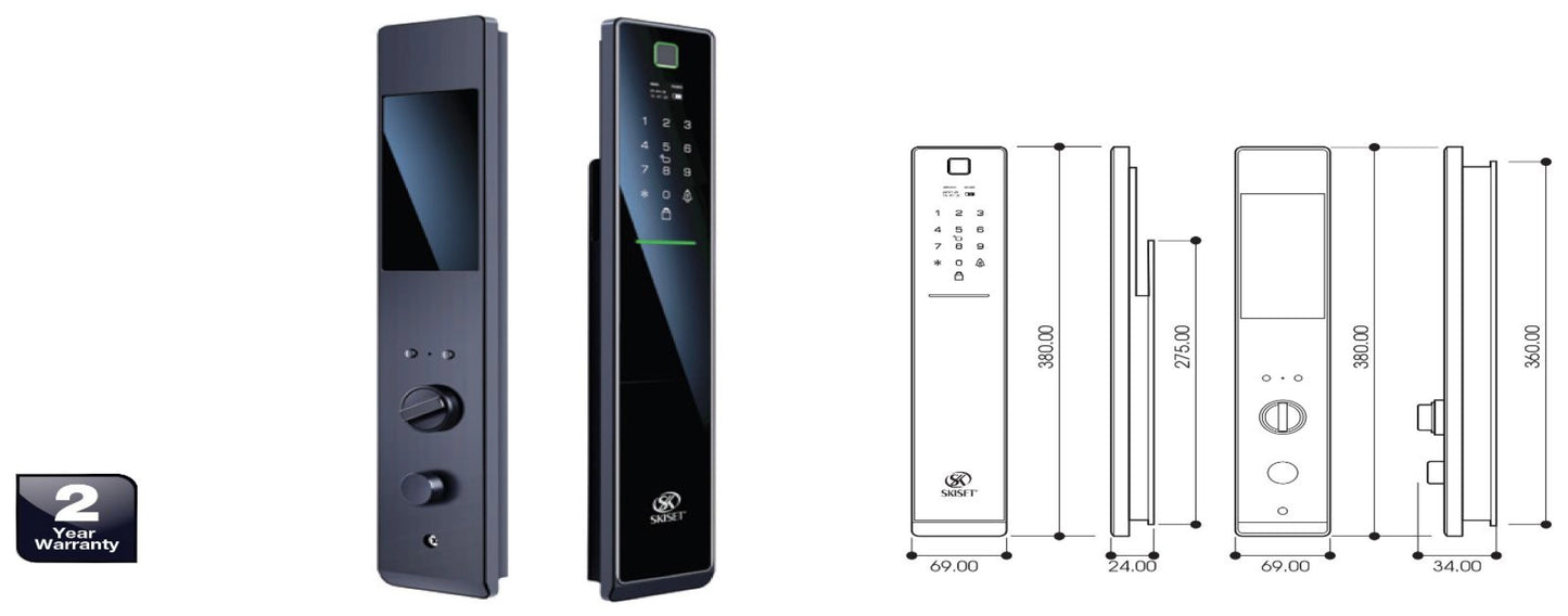 Skiset DS-5 Ultra Slim Fingerprint Push Pull Lock