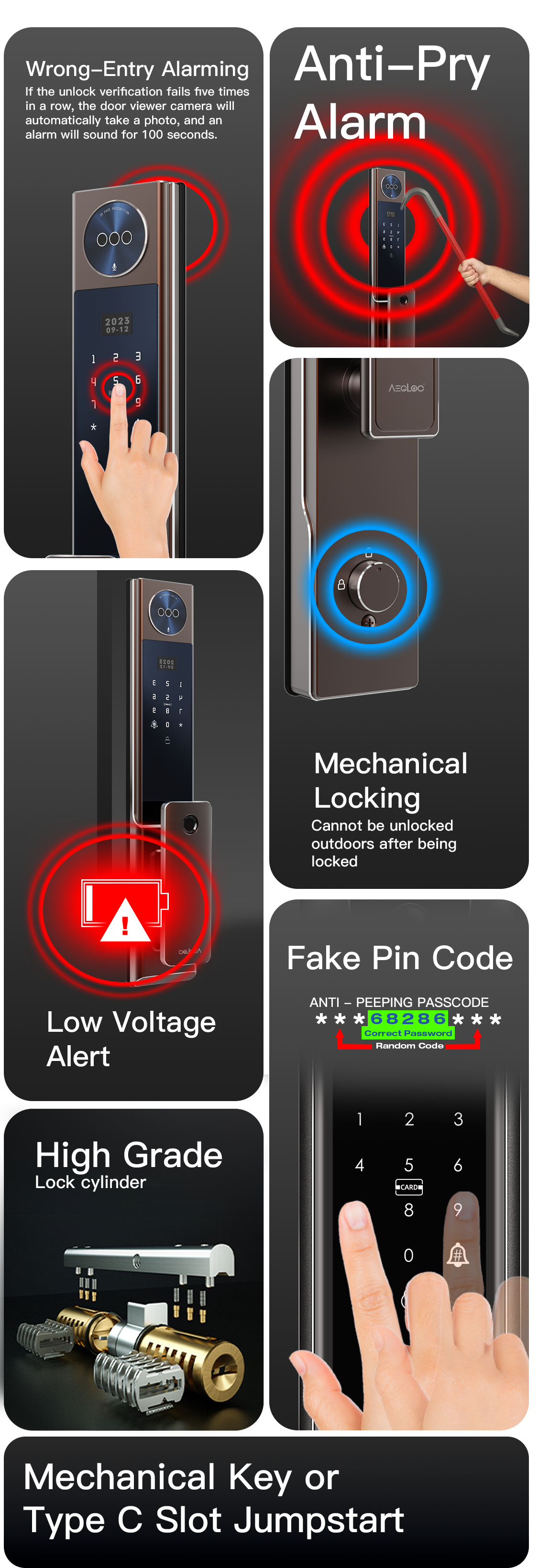 Aegloc AEG-SDL-6068/V7 3D Face Smart Push Pull Door Lock