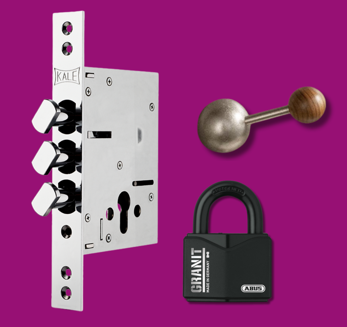 Padlocks, knobs, deadbolts.